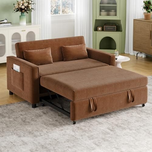 3-in-1 Grey Corduroy Futon Sofa Bed with Adjustable Backrest
