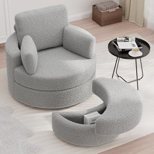 Single Swivel Chair with Ottoman for Living Room