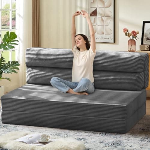 Beige 2-in-1 Folding Sofa Bed & Pull-Out Chair Bed, Comfortable Living Room & Bedroom Essential