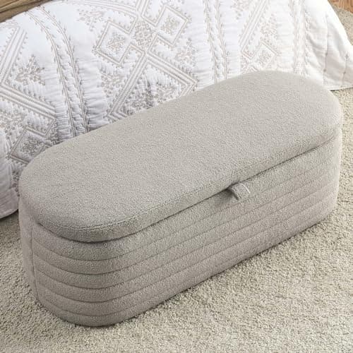Modern Tufted Ottoman Storage Bench for Bedroom and Living Room - Grey