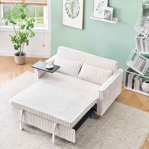 Modern Queen 3-in-1 Convertible Sleeper Couch Bed Velvet Daybed