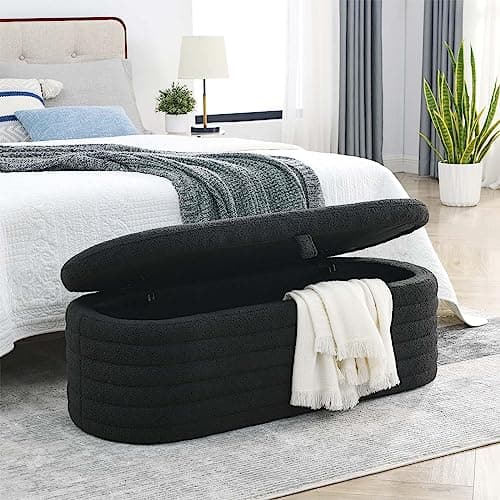 Modern Tufted Ottoman Storage Bench for Bedroom and Living Room - Grey