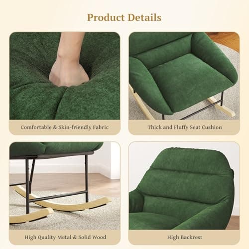 Vesgantti Green Sherpa Fleece Outdoor Rocking Chair