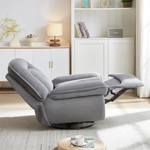 Swivel Rocking Recliner Chair for Adults in Grey