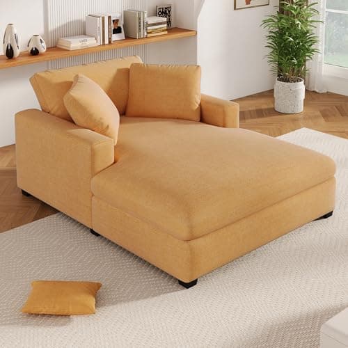 Blue-gray 55" Oversized Chaise Lounger with Chenille Fabric, Pillows, Charge Station & Cup Holders