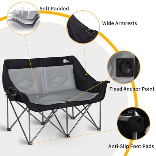 Heavy Duty 2 Person Camping Loveseat Chair for Adults