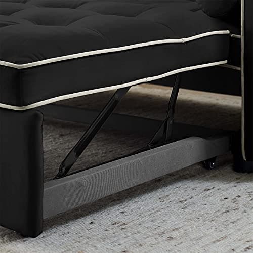 JEEOHEY 55" Tufted Velvet Sleeper Sofa Bed, Black Small Space Convertible Couch