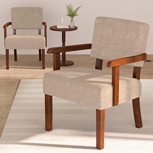 2-Piece Accent Chair Set with Table for Living Room, Bedroom, Reading Room, Waiting Room (Brown)