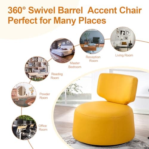 Modern PU Leather Swivel Chair, 360° Rotatable, Living Room, Bedroom, Office