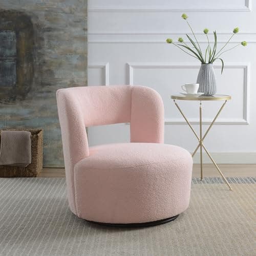 GDFStudio Cream Swivel Armless Chair for Living Room & Bedroom
