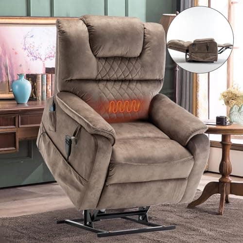 Power Lift Recliner Chair with Massage and Heat for Elderly, Oversized Boy Lazy Electric Recliner - Dark Grey