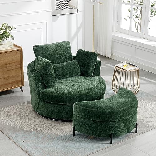 Oversized Swivel Accent Chair for Living Room Bedroom Hotel Office - Beige Boucle