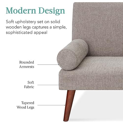 Best Choice Products Mid-Century Modern Convertible Futon Sofa Bed, Gray