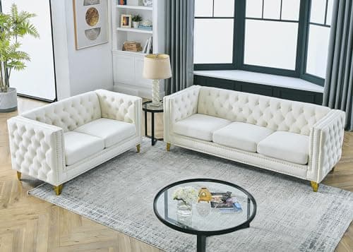 JEEOHEY Oversized Velvet Sofa Couch for Living Room,Bedroom,Office - 3 Seater Deep Seat Sofa with Button Nailhead Beige
JEEOHEY Modern Chesterfield Sofa - 3 Seater Deep Seat Couch with Button Nailhead for Living Room,Beijing,Office Beige
JEEOHEY Upho