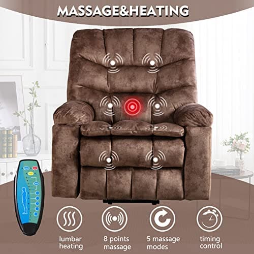 CANMOV Large Power Recliner Chairs with Massage & Heat for Elderly