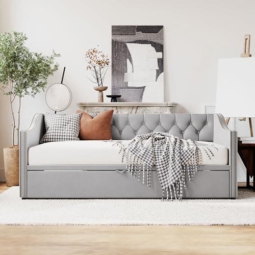Twin Size Pop-Up Daybed with Extendable Frame (Gray)