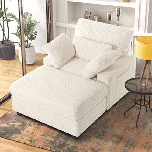 Ihanherry Oversized Chaise Lounge Chair with Ottoman - 57.52 Sleeper Sofa for Bedroom, Living Room, Office (Green)