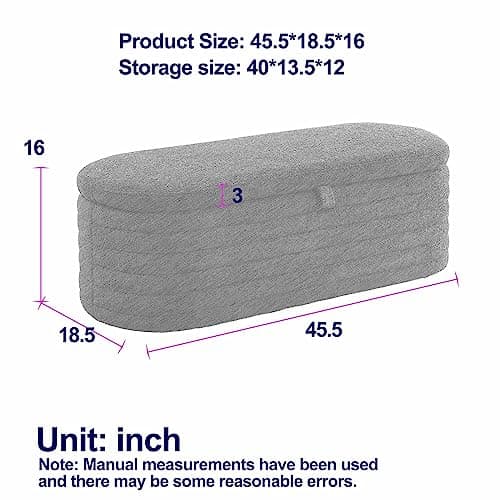 Modern Tufted Ottoman Storage Bench for Bedroom and Living Room - Grey