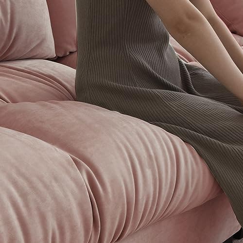 Pink Oversized JACH Sectional Couch with Thick Cushion and Two Pillows