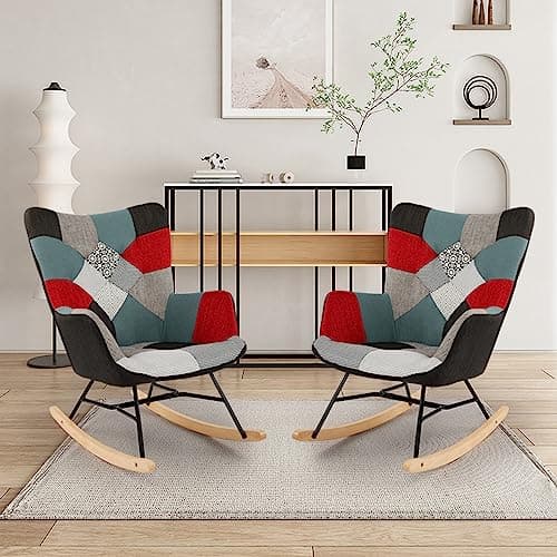 LSSPAID Grey Upholstered Glider Rocking Chair for Living Room & Nursery
