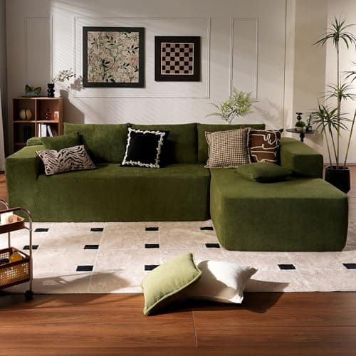 Ovios 104" Cloud Sectional with L-Shaped Chaise, Camel (Corduroy)