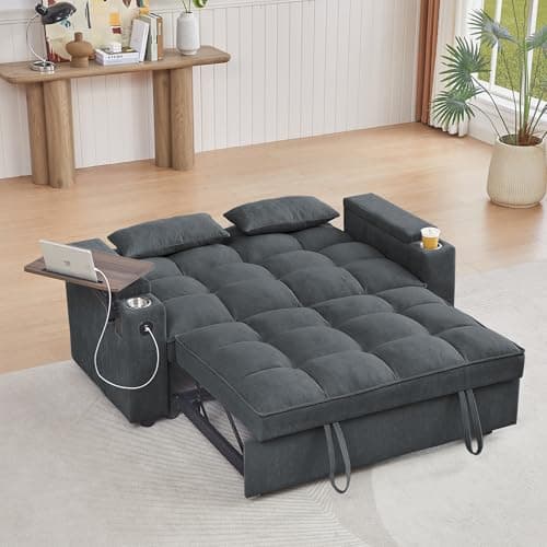 65'' 3-in-1 Folding Convertible Sofa Bed, Grey