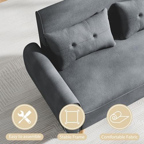 JAMFLY Dark Gray Loveseat Sofa for Living Room and Small Spaces