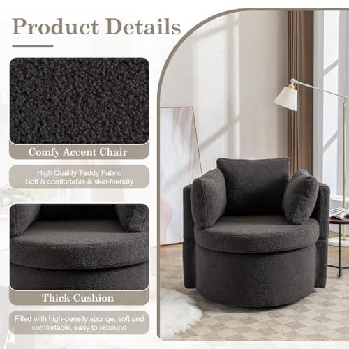 Modern Swivel Barrel Chair Set with Storage Function