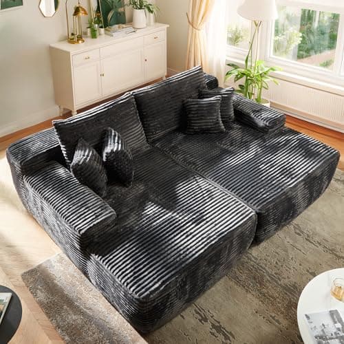 Oversized Chaise Lounge Chair, 81" Cloud Plush Grey Sofa Bed