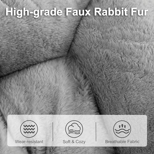 Ottoman-Grey X-Large Faux Fur Lounge Chair for Adults