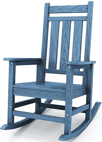 KINGYES Heavy Duty All-Weather Outdoor Rocking Chair, Gray