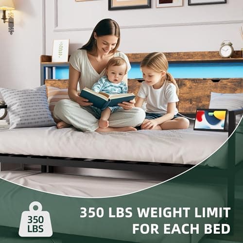 Rustic Brown MU Daybed with Pop Up Trundle & Charging Station