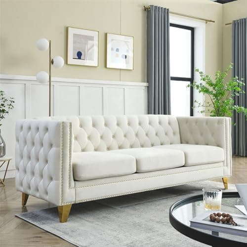 JEEOHEY Oversized Velvet Sofa Couch for Living Room,Bedroom,Office - 3 Seater Deep Seat Sofa with Button Nailhead Beige
JEEOHEY Modern Chesterfield Sofa - 3 Seater Deep Seat Couch with Button Nailhead for Living Room,Beijing,Office Beige
JEEOHEY Upho