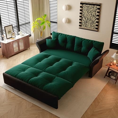 Eafurn Queen Size 3-in-1 Pull Out Sofa Bed with Storage Velvet Couch