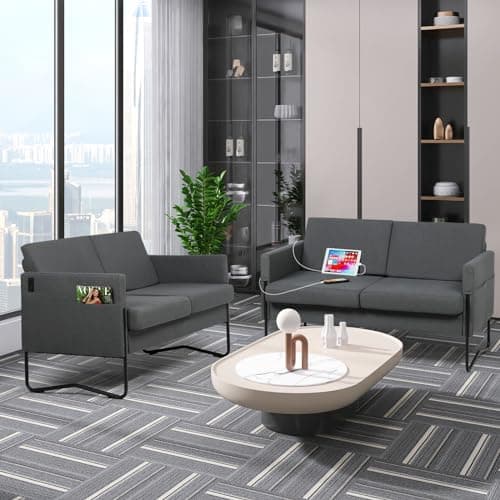 51 Small Sofa Couch with USB Ports, Modern Grey Loveseat for Small Spaces