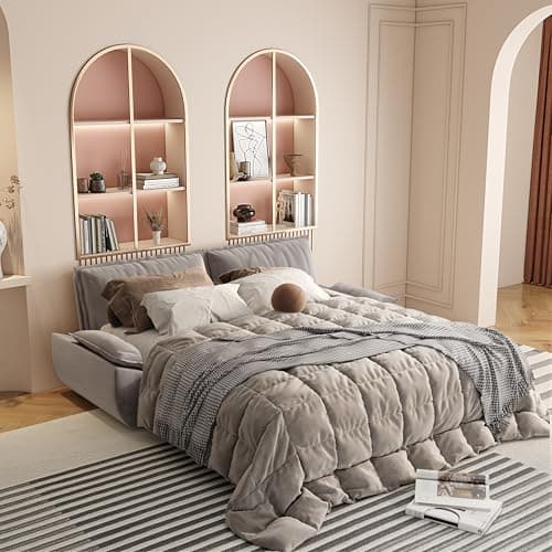 70.1" Queen Size 3-in-1 Convertible Futon Sofa Bed with Cushion Armrest, Modern Velvet Beige Couch for Living Room and S