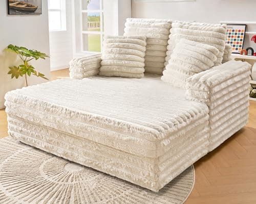 53 Inch Plush Chaise Lounge Sleeper Chair for Living Room