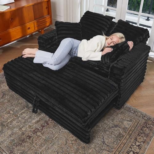 Belffin Black Upholstered Chaise Lounge Pull Out Sofa Bed with Pillows