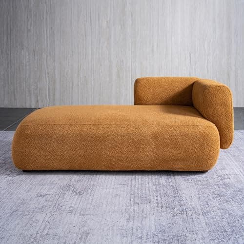 Boucle Cream Upholstered Chaise Lounge for Living Room Bedroom