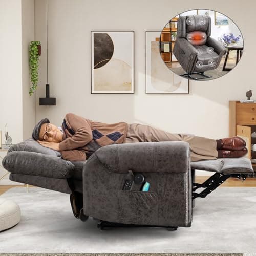 CDCASA Grey Dual Motor Lazy Boy Recliner with Massage, Heat, and Infinite Positions for Seniors