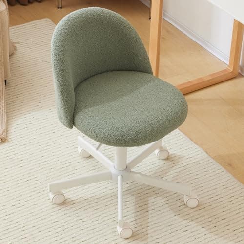 VINGLI Sunny Egg Yellow Rolled Task Chair, Armless Desk Chair with Lumbar Support