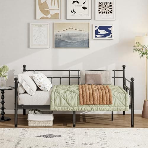 BOFENG Twin Size Noise-Free Metal Day Bed with Strong Steel Slats