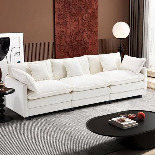 Ihanherry 111.4 Inch 3-Seater Cloud Sofa, Modern Breathable Living Room Couch