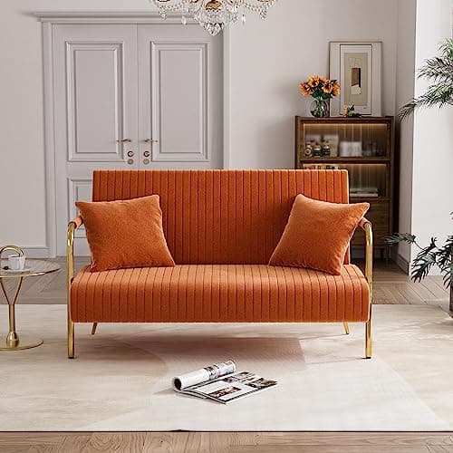 O YY Sir Dark Green Corduroy 59" 2 Seater Loveseat Couch with Pillows