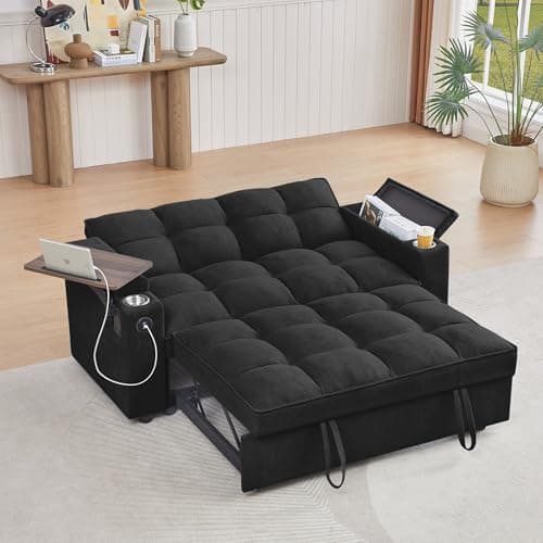 65'' 3-in-1 Folding Convertible Sofa Bed, Grey