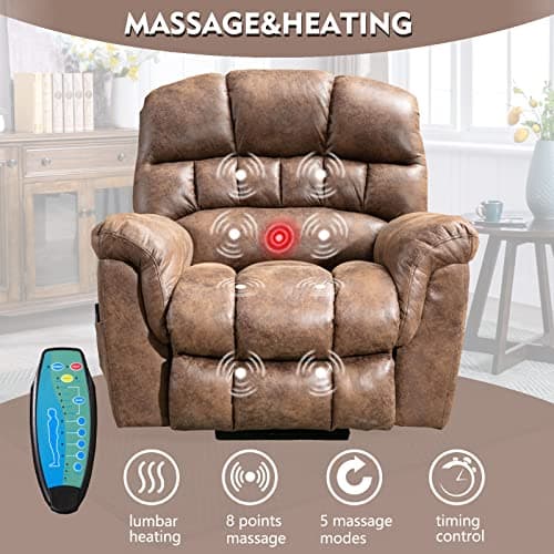 CANMOV Large Power Lift Recliner Chairs for Elderly with Massage and Heat, Big People, Heavy Duty Electric Faux Leather, Brown
CANMOV Large Power Lift Recliner Chairs with USB Port and Side Pockets for Big People, Elderly, Brown
CANMOV Heavy Duty Ele