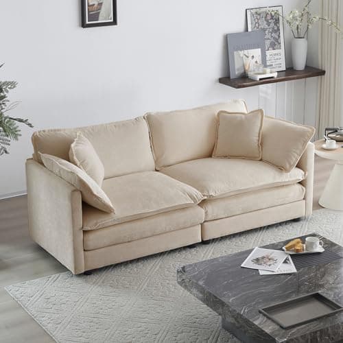 KIVENJAJA Green Oversized Chenille Loveseat Sofa, 4 Pillows, Modern Living Room Couch