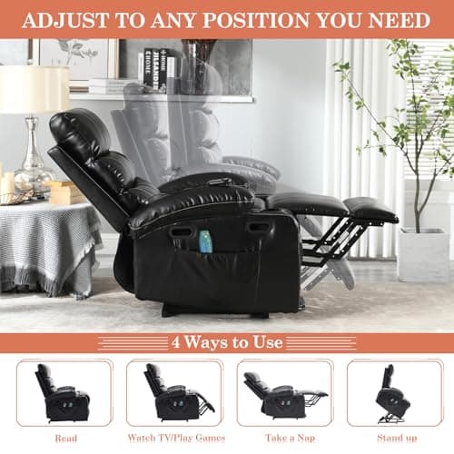 JEEOHEY Electric Power Lift Recliner Chair for Seniors with Massage & Heat, Large Single Sofa Perfect for Home Theater Seating(Black)  
JEEOHEY Electric Power Lift Recliner Chair with Side Pockets&Cup Holders for Adults(Black)  
JEEOHEY Power Lift Re