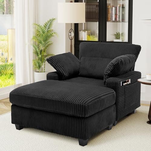 Oversized Beige Chaise Lounge with Ottoman, 57.52" D Sleener Sofa