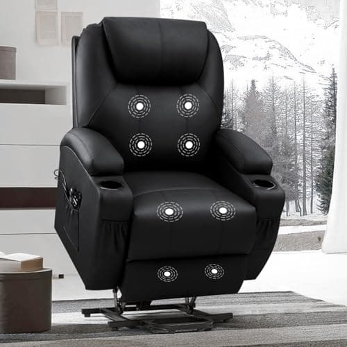 VICTONE Elderly Electric Power Lift Recliner Chair for Living Room with Massage, Side Pockets and Cup Holders
